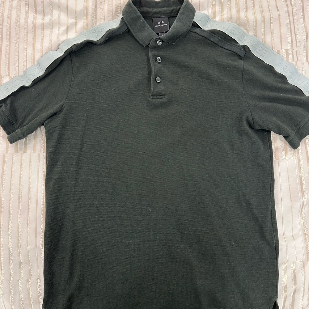 Armani Exchange Black Polo with Gray Accents